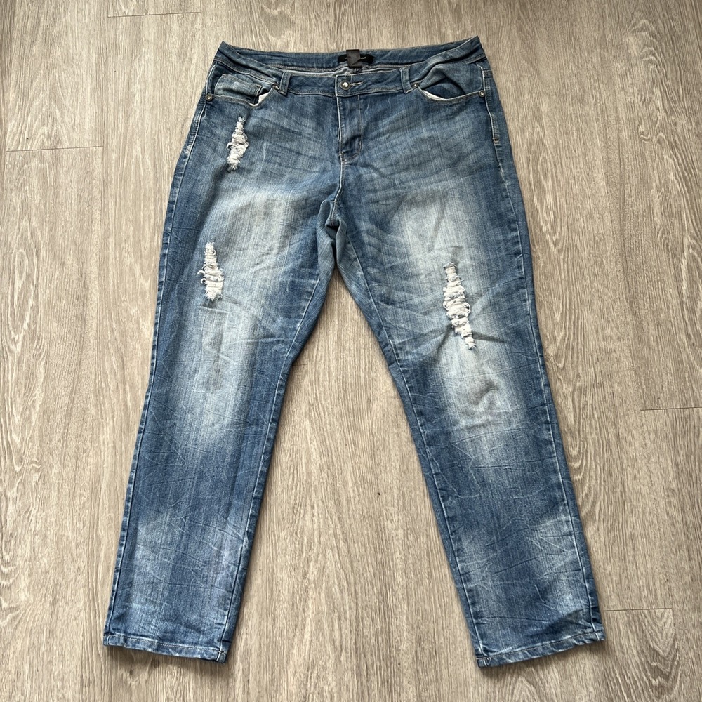 Ashley Stewart Distressed Denim Skinny Jeans Plus Size Classic Casual 18